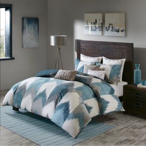 3 PC Cotton Duvet Cover Set Aqua
